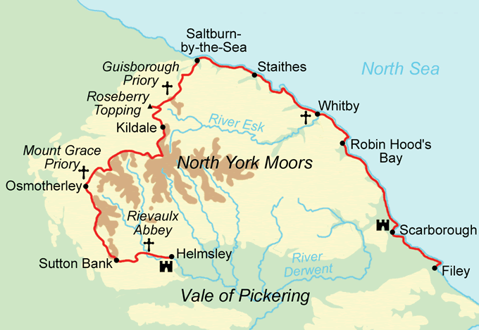 Cleveland Way Trail Running Map.